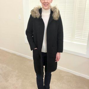 Baciano Faux Fur Hooded Coatigan (L)